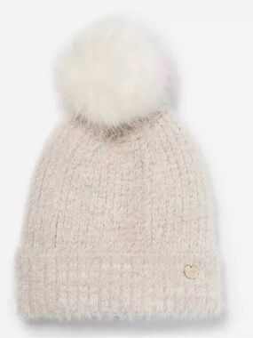 Express Cream Knit Pom Pom Beanie